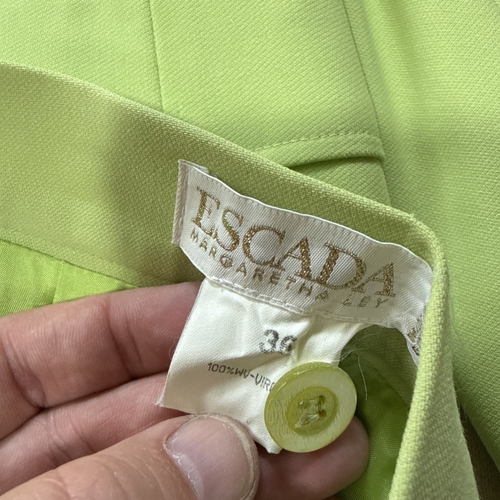 Escada Vintage Green Tweed Skirt Suit Set Confetti Tweed Knit Sz 36 - Picture 9 of 16